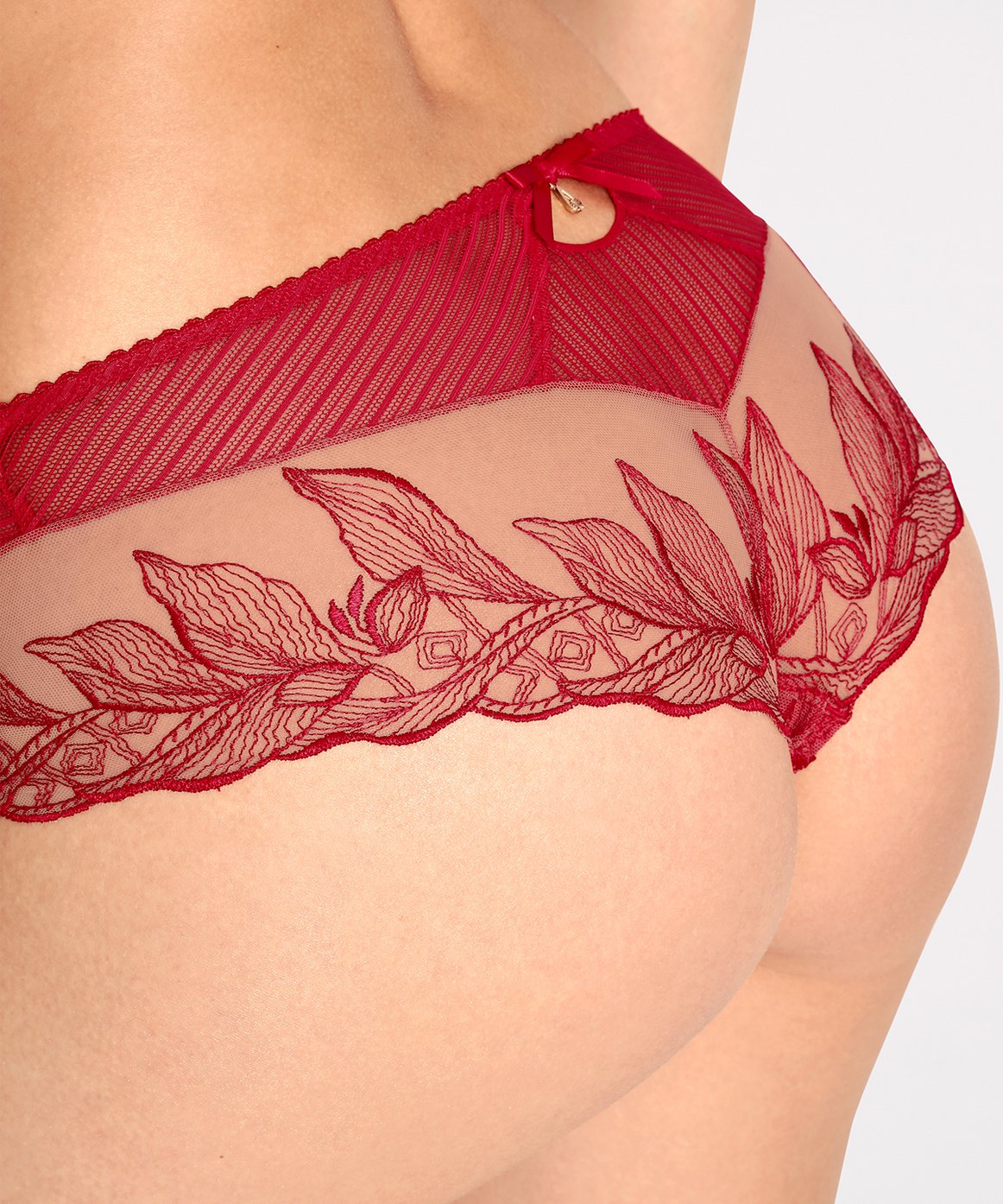 Aubade-dessous -Fleur de Tattoo- St.Tropez Slip-AU-TB70-6 ,Rouge Ecrin