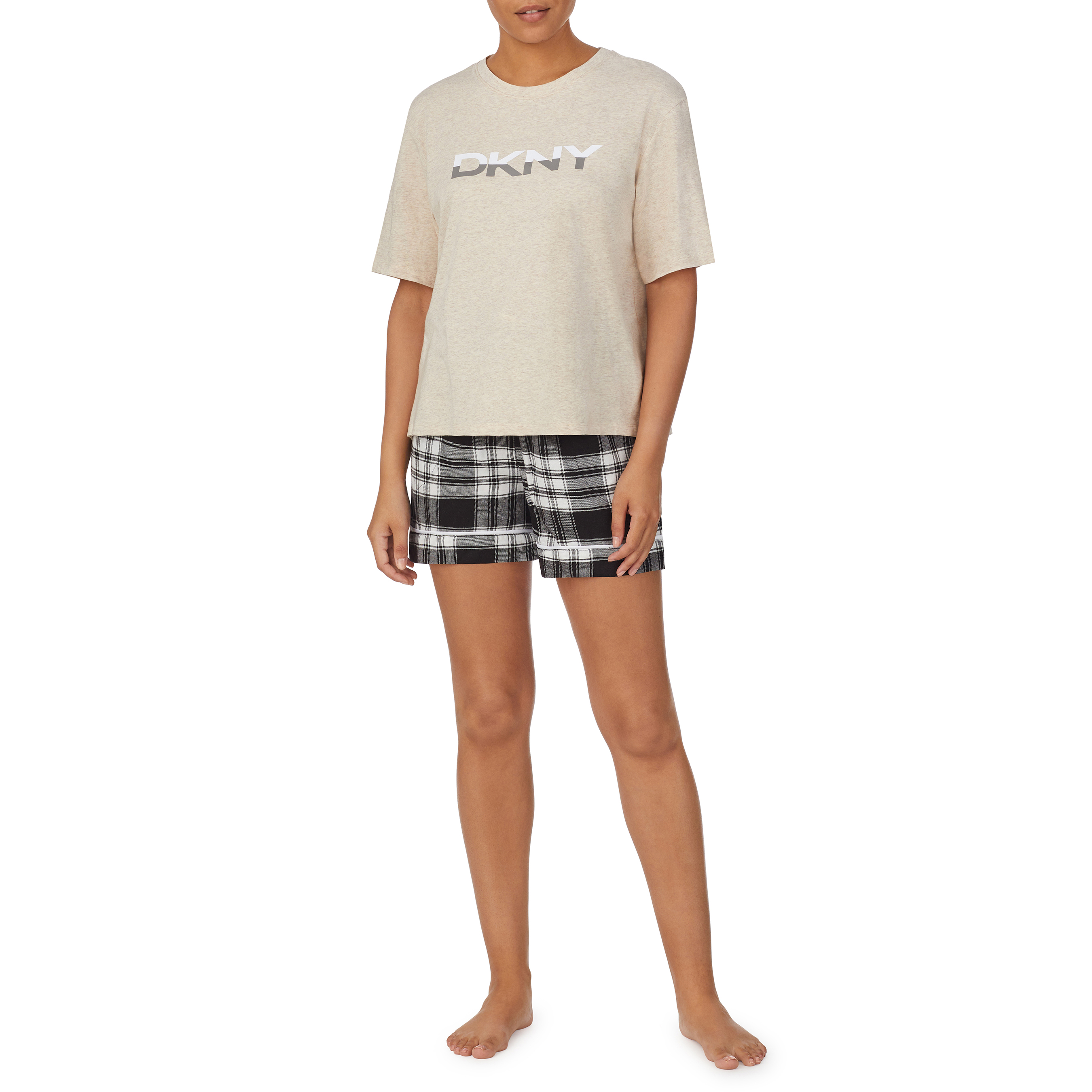 Just Checking  In- Top & Boxer Sleep Set - Shell Hthr, DKNY-YI2522591-005