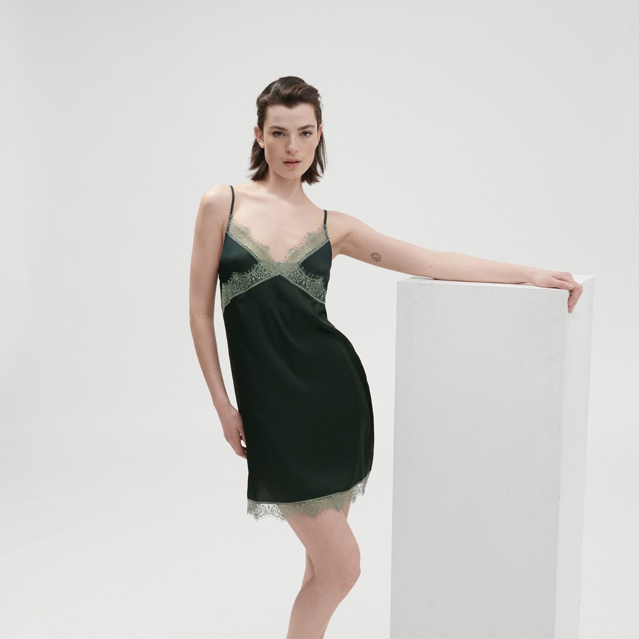 Simone perele, Wish - Vert Kolsai - Green- Satin Secret-Nachthemd , SP-23H940-658