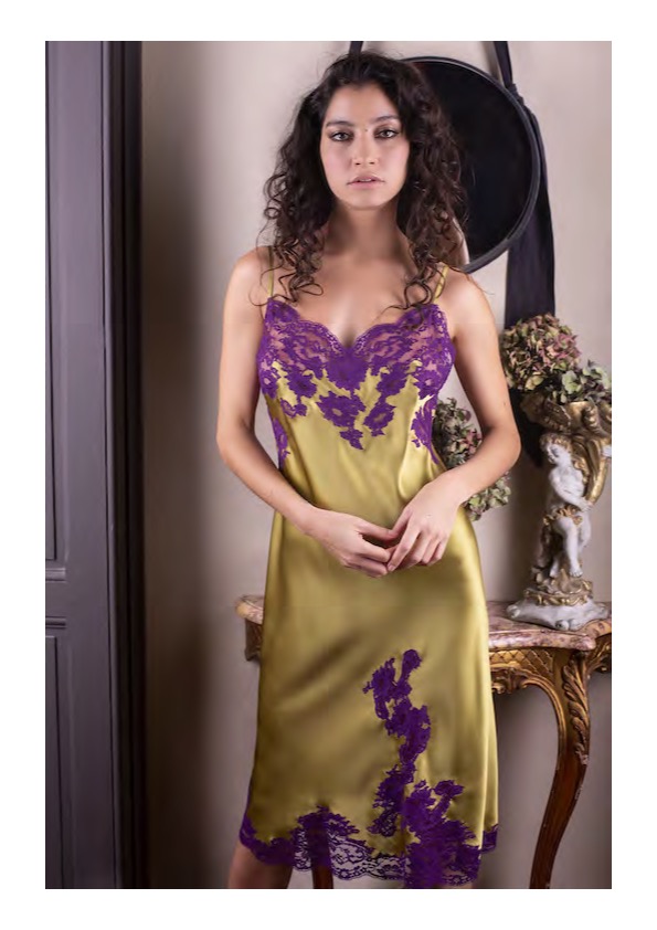 Majolaine - Slip Dress Linden/ Violet - M-3Mar6101-2268